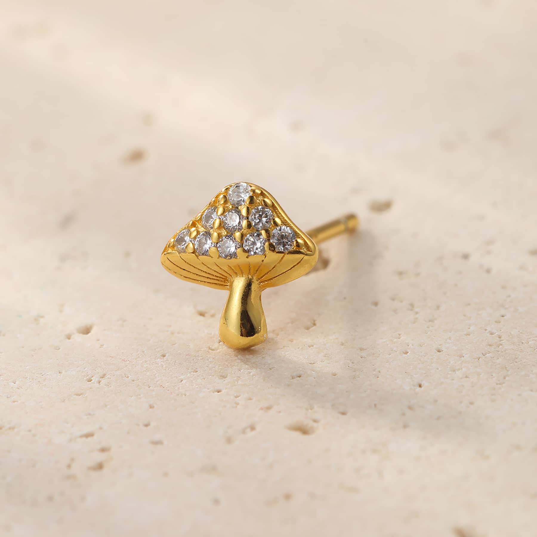 Pendiente de Botón Hongo Plata de Ley 925